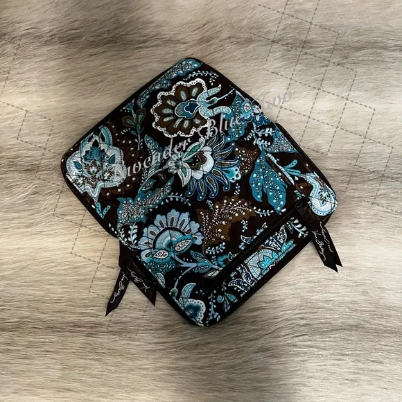 VERA BRADLEY Java Blue 2006 Zip Around Wallet Long Brown Floral Y2K Wristlet - Picture 10 of 11